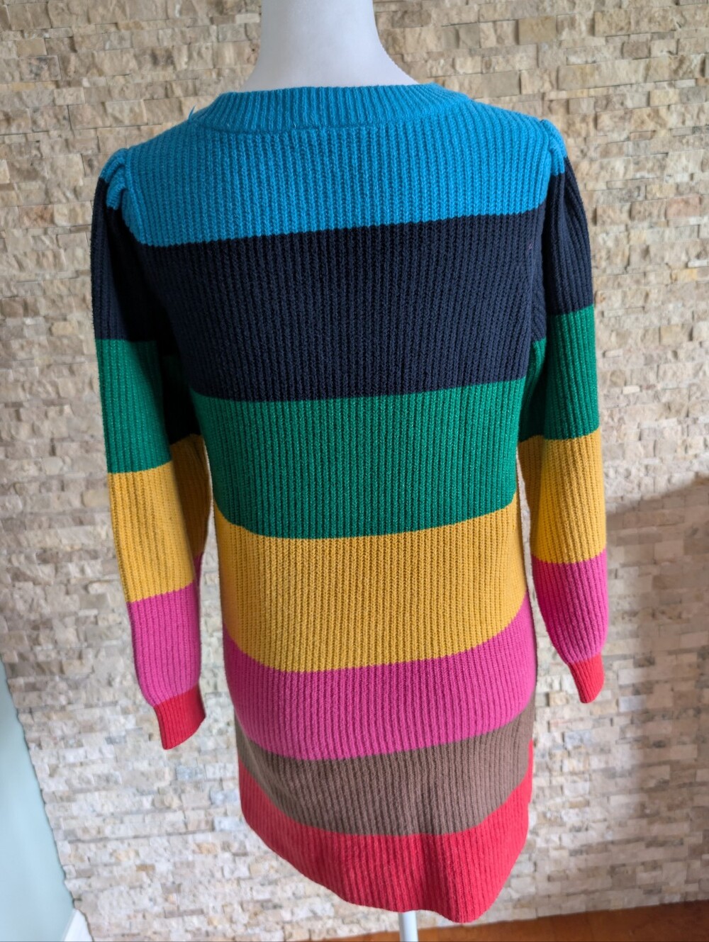 Gap Girls Rainbow Colorblock Stripe Knit Sweater Dress Cotton Blend Sz XL 12 image 8